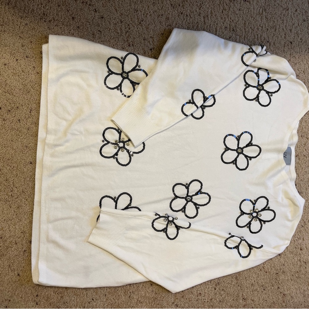 White Floral Sweater